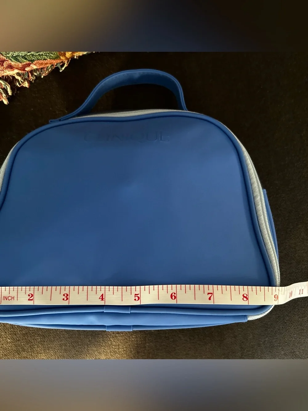 Clinique 2 Zip Organizer Cosmetic Travel Case with Top Handle Blue